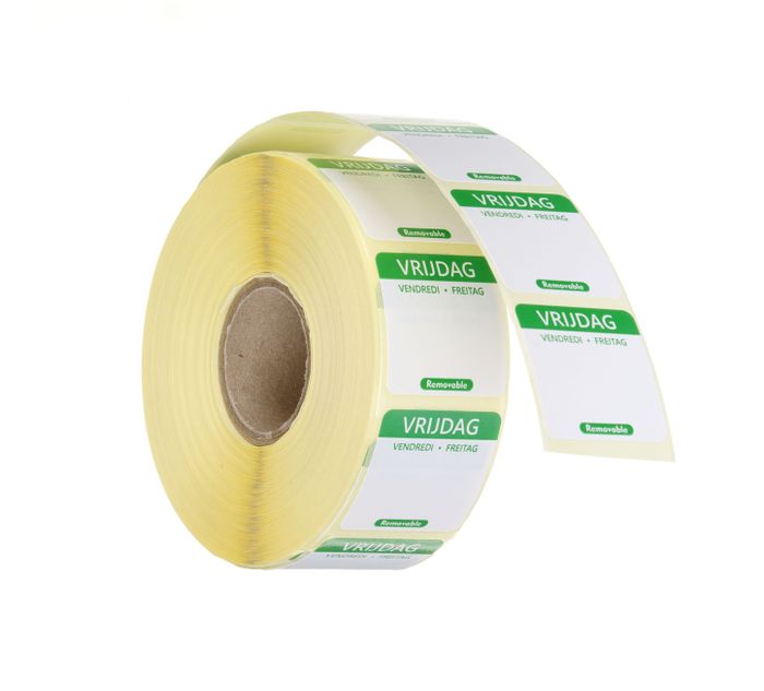 Voedselveiligheidsstickers, multifunctioneel, eenvoudig verwijderbaar, HENDI, Vrijdag, Groen, 1000 st., 25x25mm — 850510