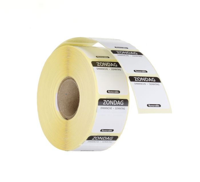 Étiquettes de sécurité alimentaire journalières, multi-usages, faciles à retirer, HENDI, Dimanche, Noir, 1000 u., 25x25mm — 850534