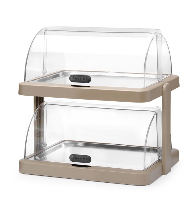 Koeldisplay met rolltop “Duo” UNIQ, HENDI, designed by Robert Bronwasser, Dubbel, Beige, 480x355x(H)480mm, Rechthoekig — 871959