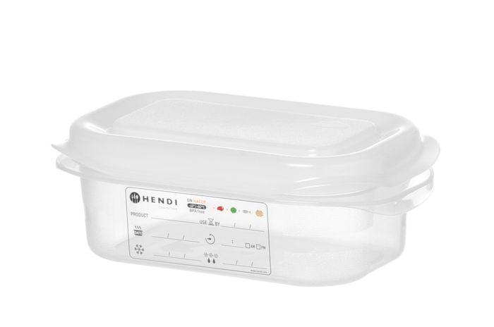 Bac GN 1/9, polypropylène, HENDI, GN 1/9, 0,6L, Transparent, 176x108x(H)65mm, Rectangulaire — 873120