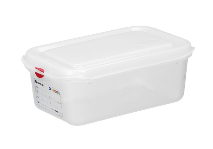 Bac GN 1/4 polypropylène, HENDI, GN 1/4, 2,8L, Transparent, 265x162x(H)100mm, Rectangulaire — 873199