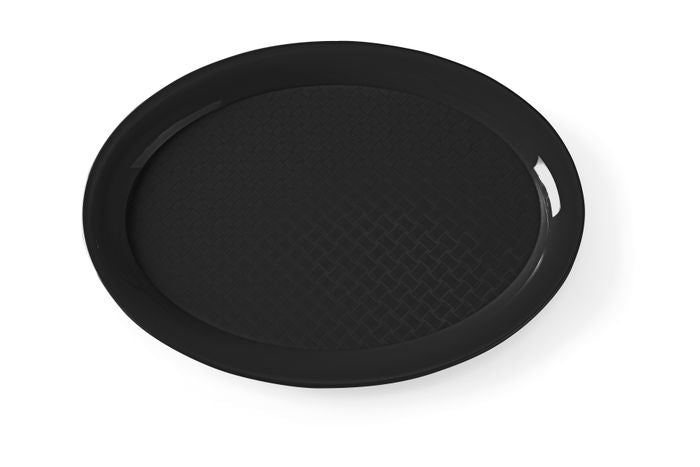 Plateau fastfood en polypropylène, ovale, HENDI, Noir, 265x195x(H)15mm — 878552