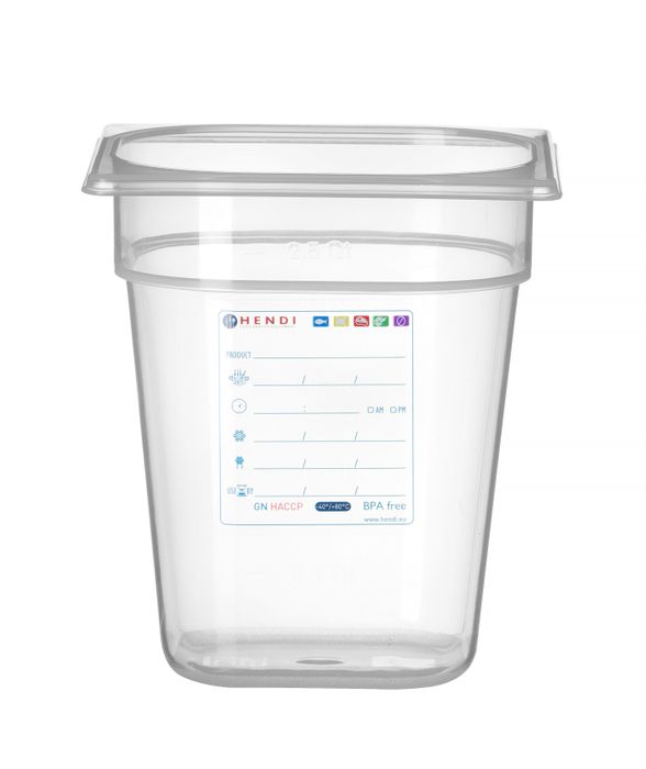 Bac Gastronorme 1/6, HENDI, GN 1/6, 3,4L, Transparent, 176x162x(H)200mm — 880456