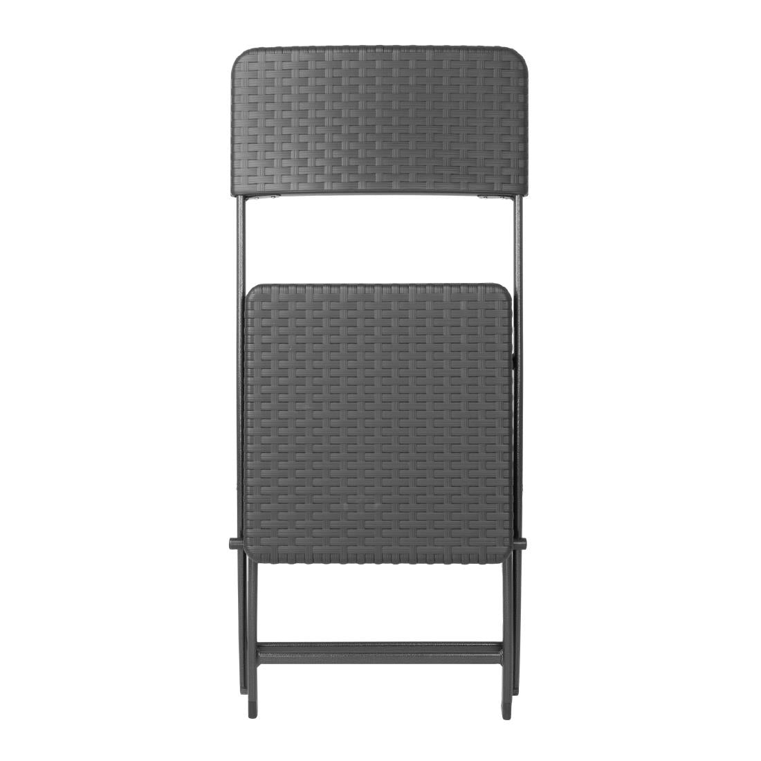 Chaises pliantes en rotin PE Bolero noires (lot de 2) — HS559