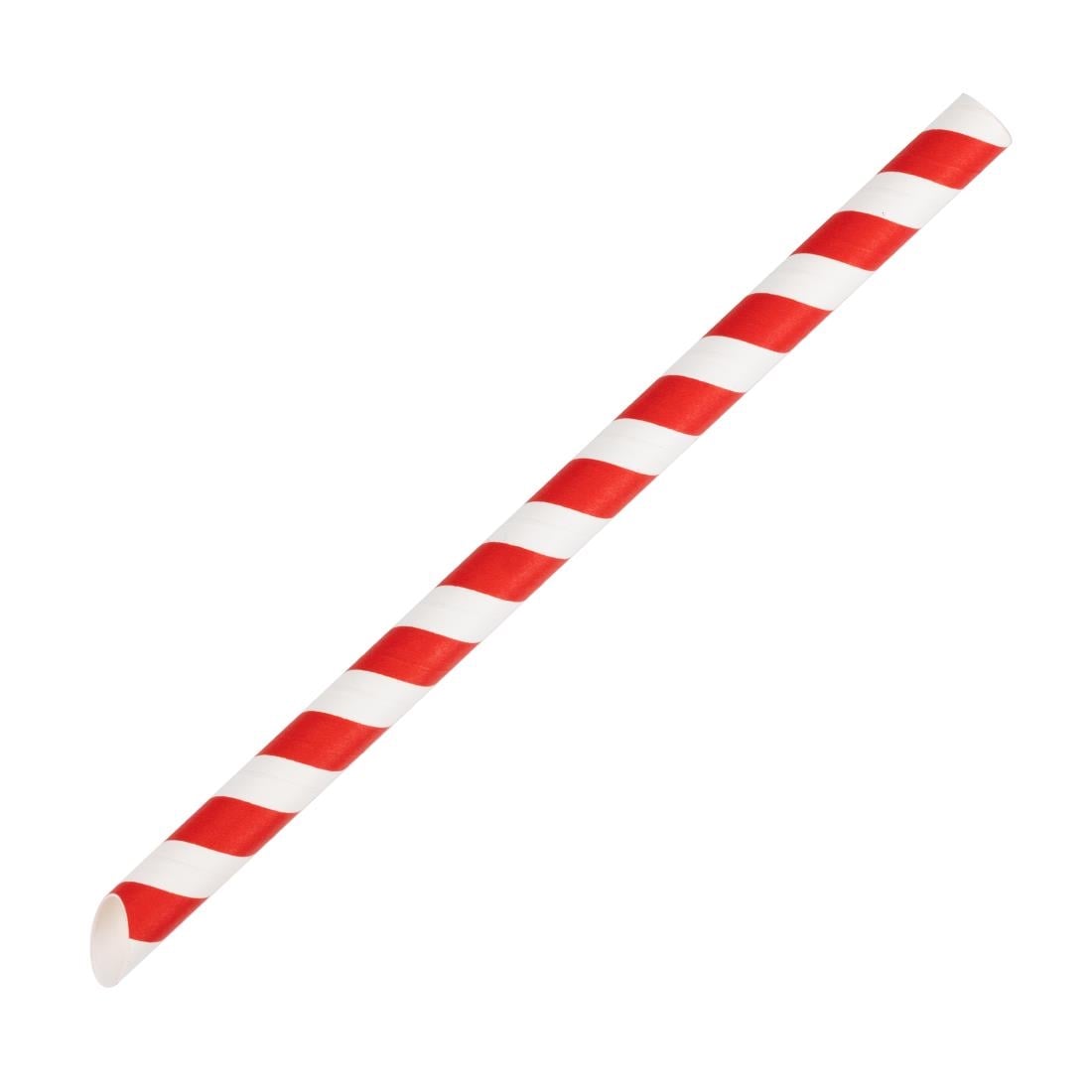 Paille à thé à bulles compostable Fiesta rouge et blanc 12x210mm (lot de 150) — HU368