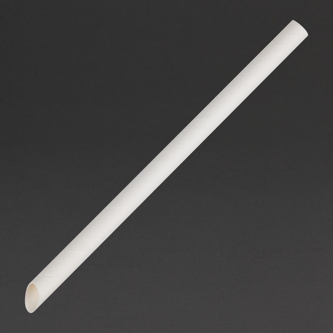Pailles en papier pour bubble tea Fiesta Compostable blanches 12x210mm (lot de 150) — HU369