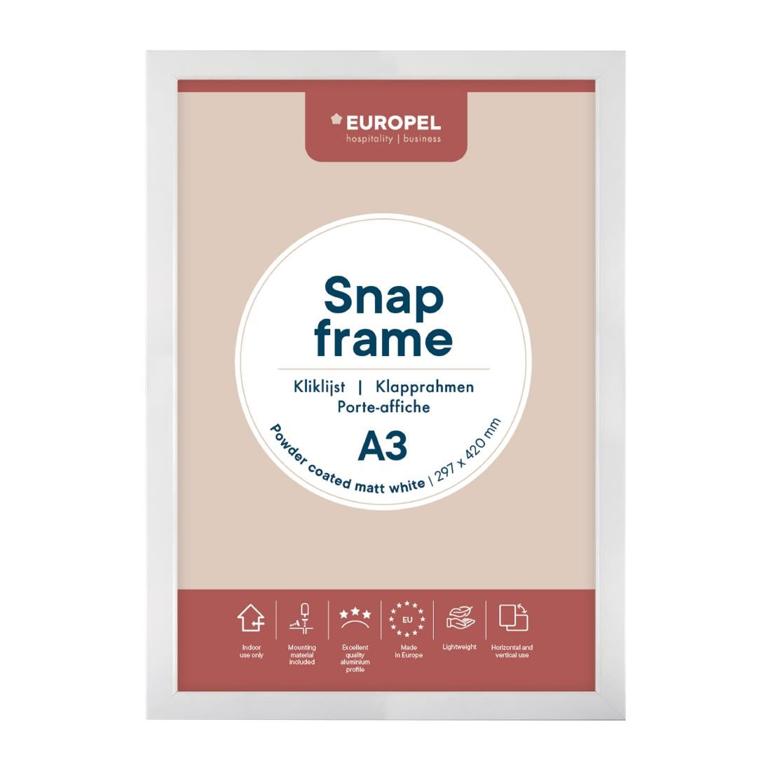 Cadre clipsable Europel A3 25mm blanc mat — HU445