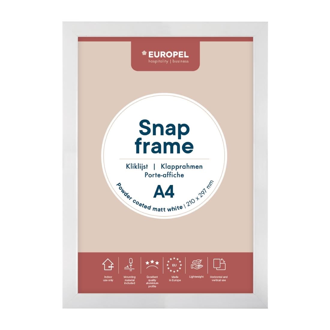 Cadre clipsable Europel A4 25mm blanc mat — HU446