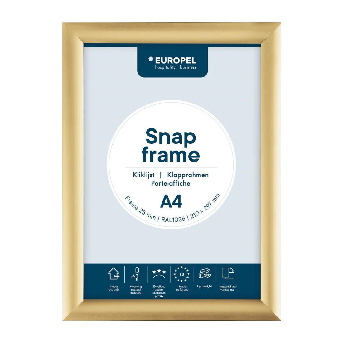 Cadre clipsable Europel A4 25mm doré — HU448