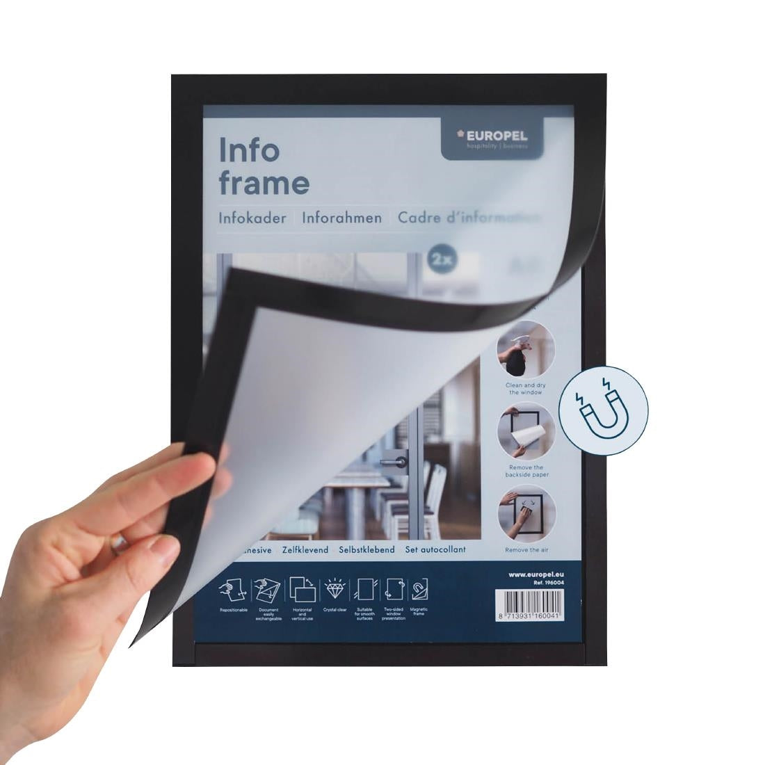 Cadres d'affichage autocollants Europel A3 noirs (lot de 2) — HU454
