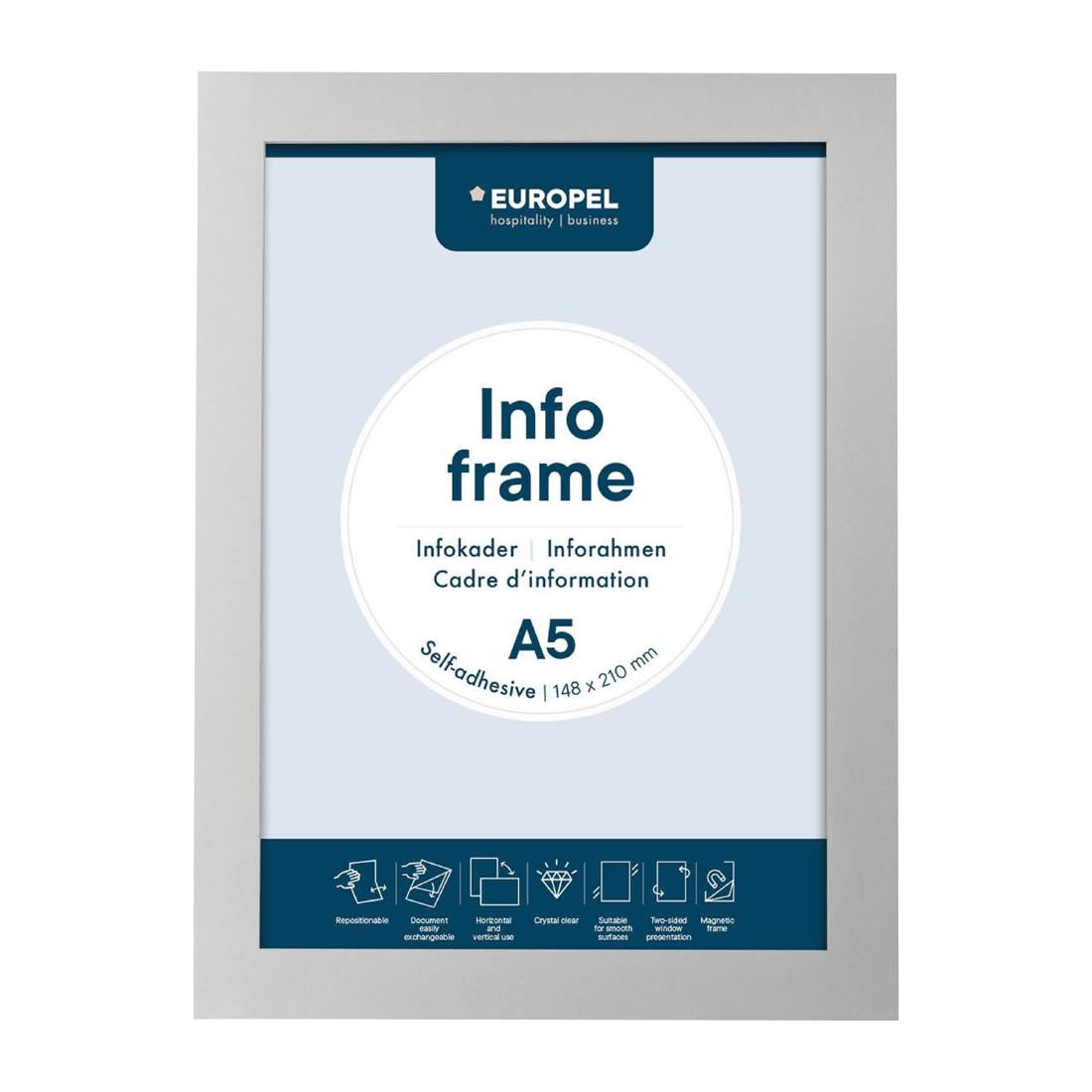 Cadres d'affichage autocollants Europel A5 argent (lot de 2) — HU457
