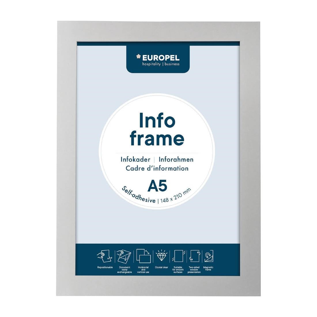 Cadres d'affichage autocollants Europel A5 argent (lot de 2) — HU457