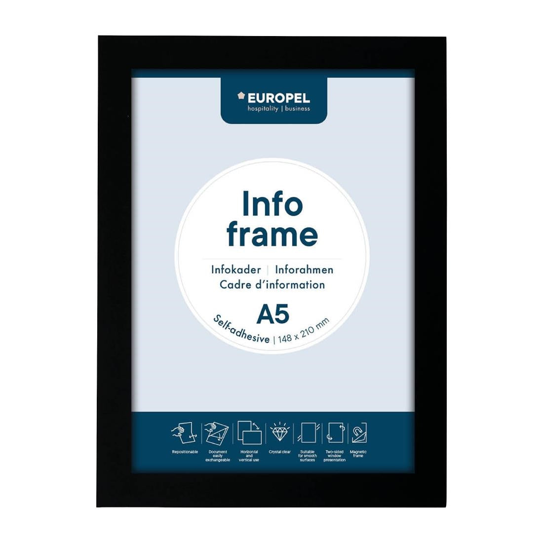 Cadres d'affichage autocollants Europel A5 noirs (lot de 2) — HU458