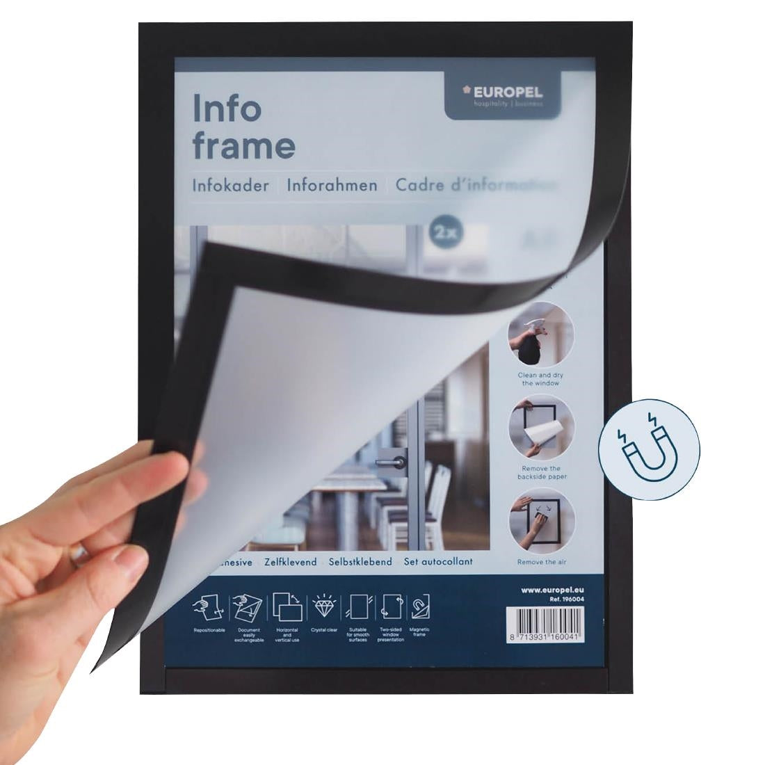 Cadres d'affichage autocollants Europel A5 noirs (lot de 2) — HU458