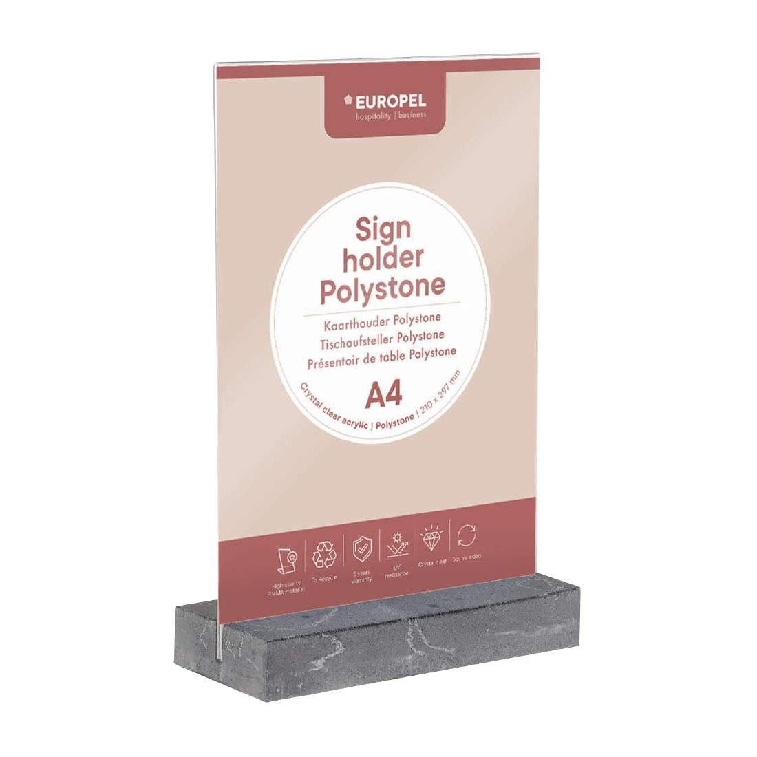 Présentoir de table Europel A4 polystone anthracite — HU461