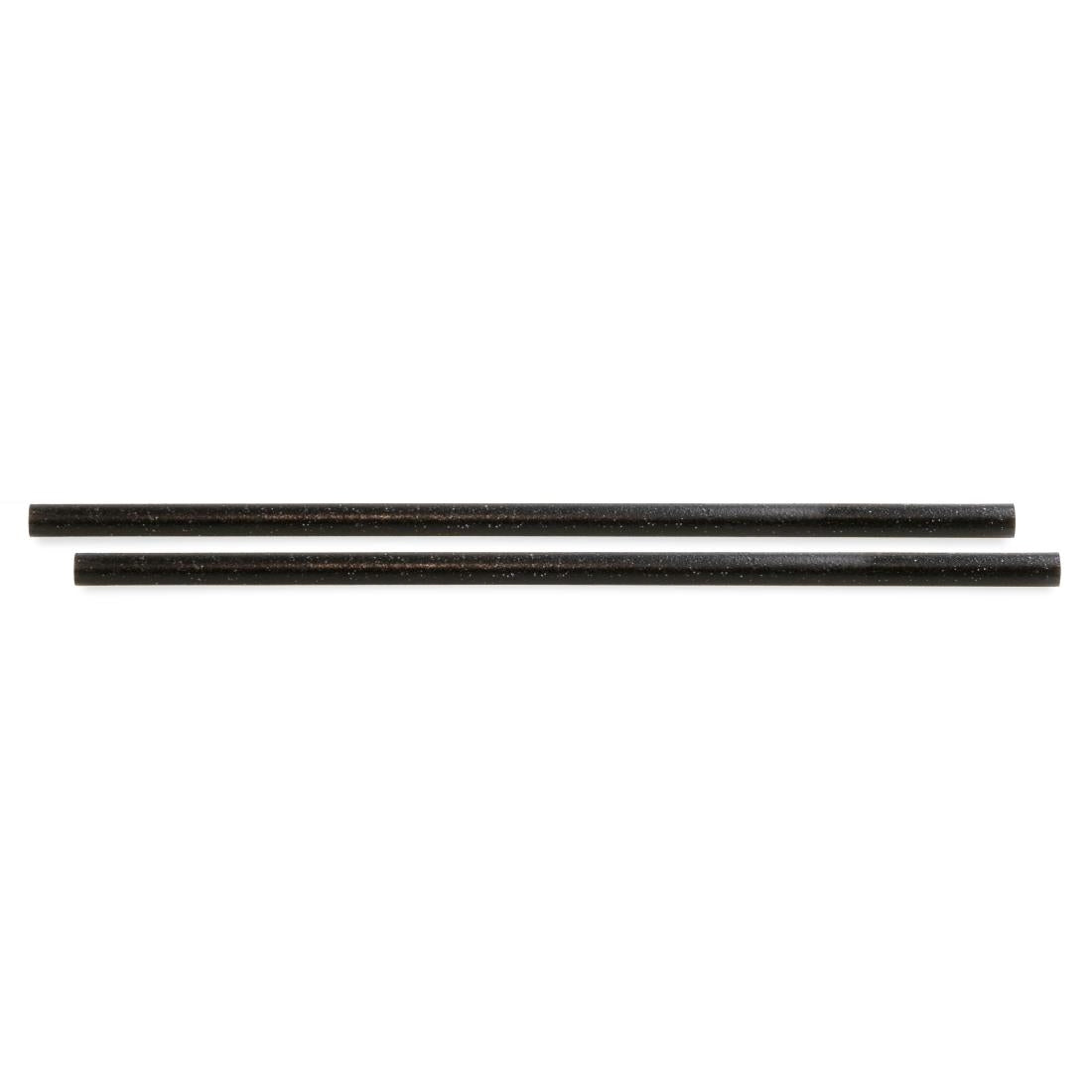 Pailles droites noires Sier Diposables Refork 8 mm / 24 cm (lot de 100) — HU496
