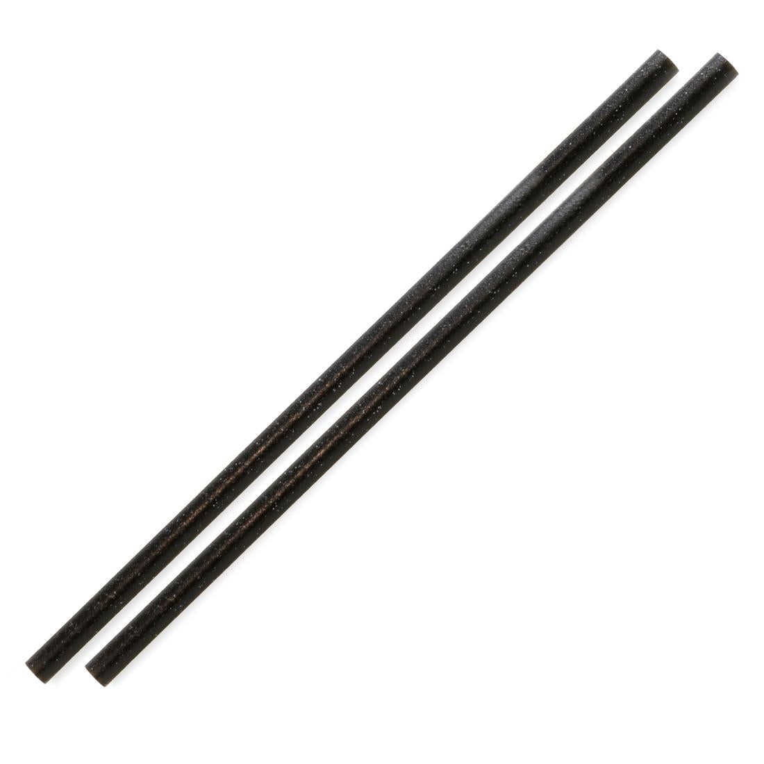 Pailles droites noires Sier Diposables Refork 8 mm / 24 cm (lot de 100) — HU496