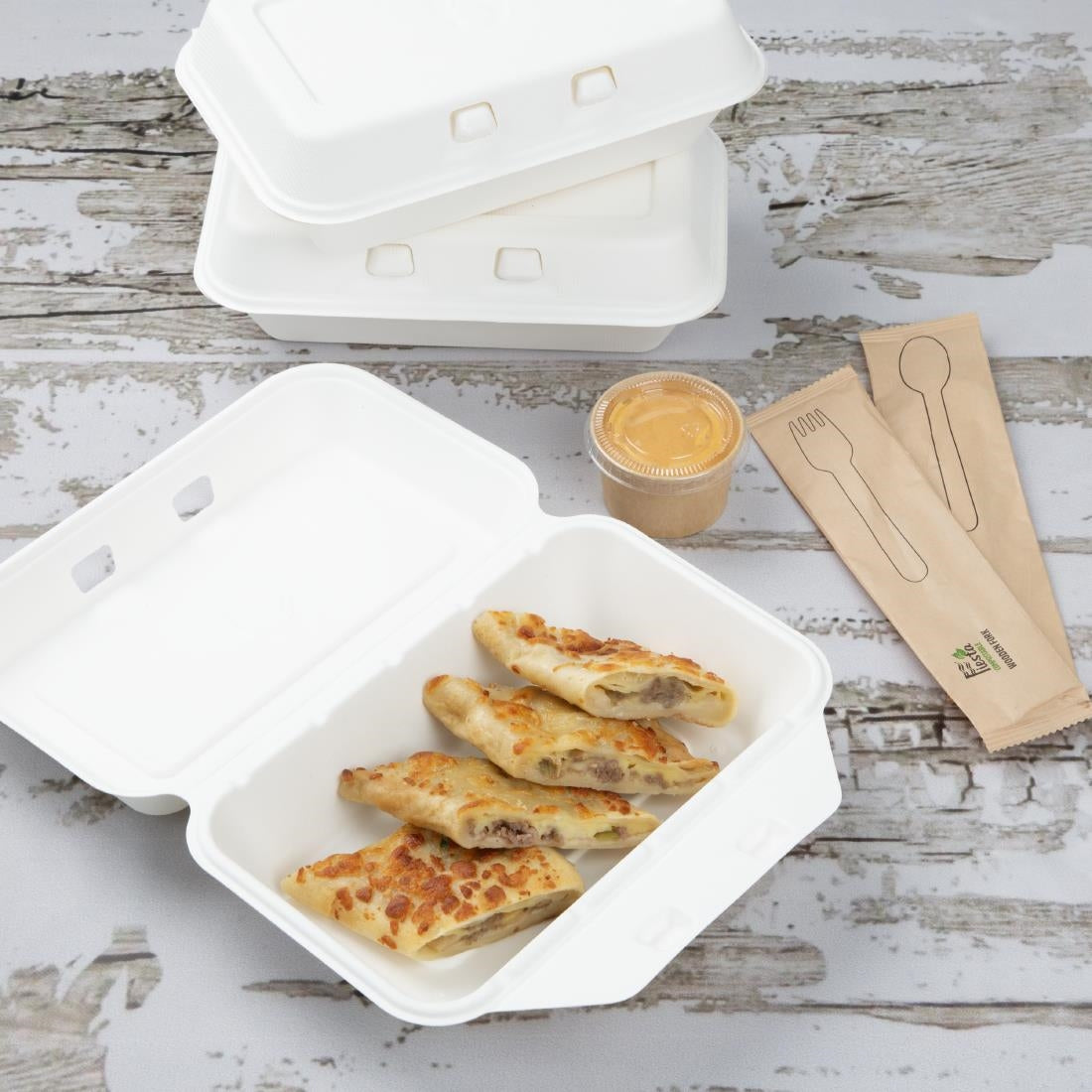 Barquettes alimentaires en bagasse Fiesta Compostable 400x335mm (lot de 200) — HW020