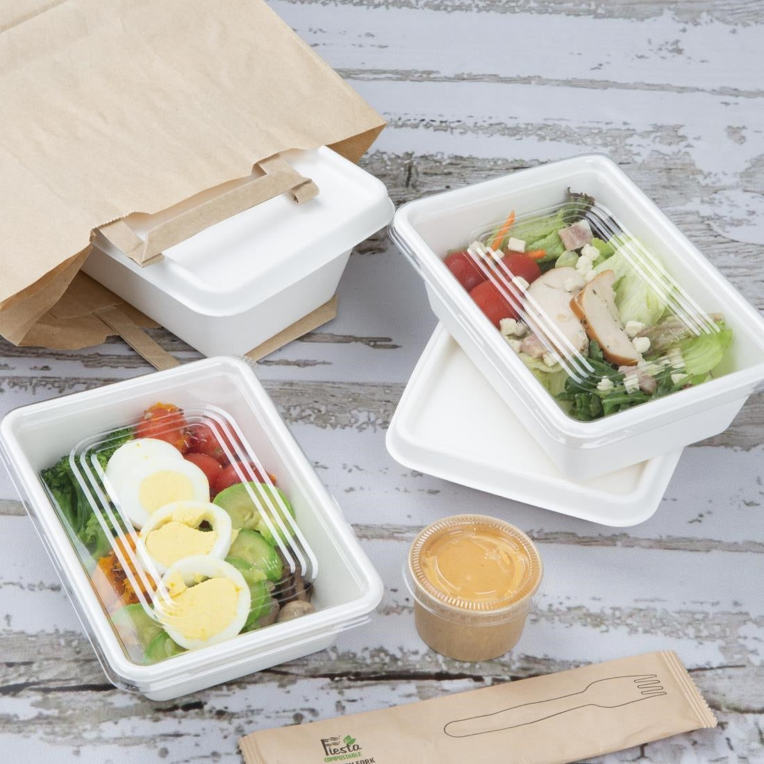 Couvercles PET Fiesta Recyclable pour barquettes en bagasse (lot de 100) — HW038