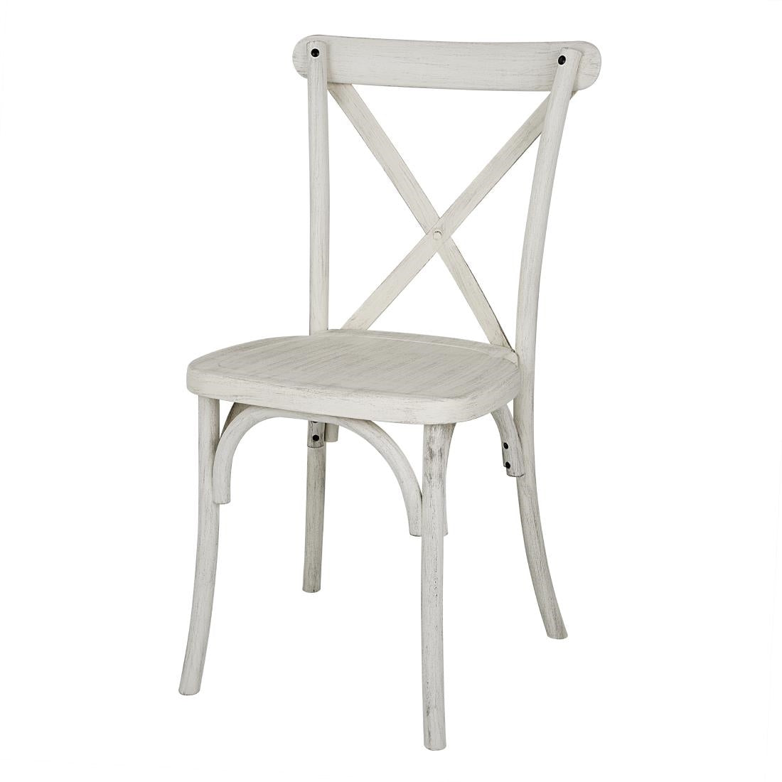 Chaises en résine à dossier croisé Bolero Manhattan blanches (lot de 4) — HW280
