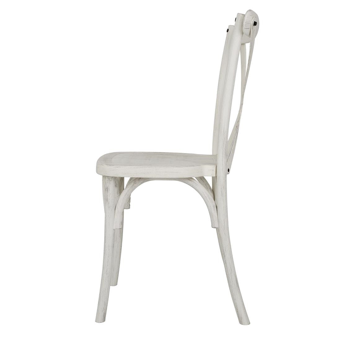 Chaises en résine à dossier croisé Bolero Manhattan blanches (lot de 4) — HW280