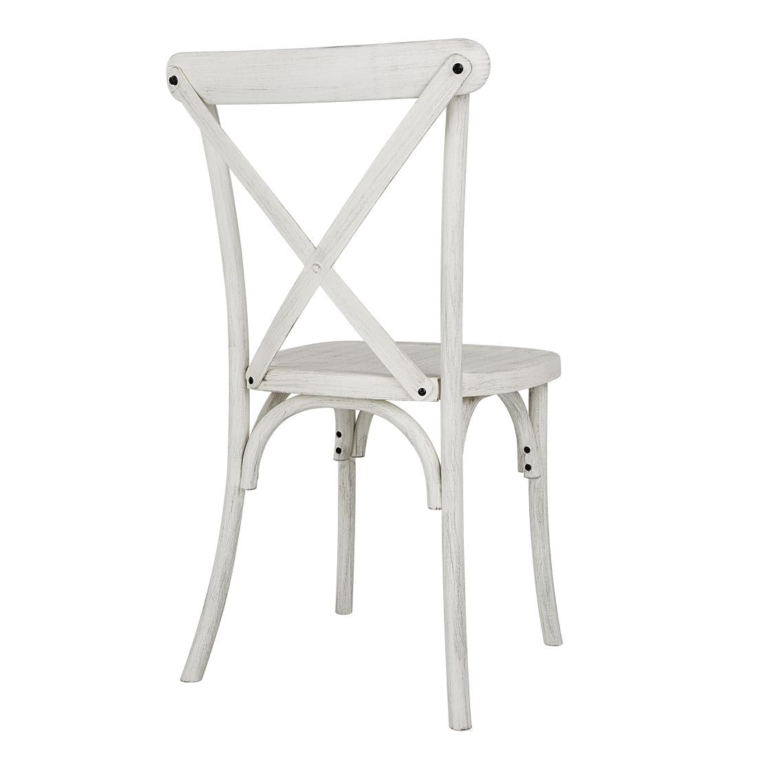 Chaises en résine à dossier croisé Bolero Manhattan blanches (lot de 4) — HW280