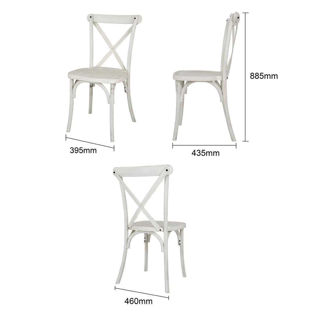 Chaises en résine à dossier croisé Bolero Manhattan blanches (lot de 4) — HW280