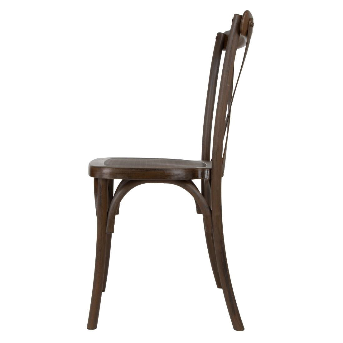 Chaises en résine à dossier croisé Bolero Manhattan effet bois foncé (lot de 4) — HW281