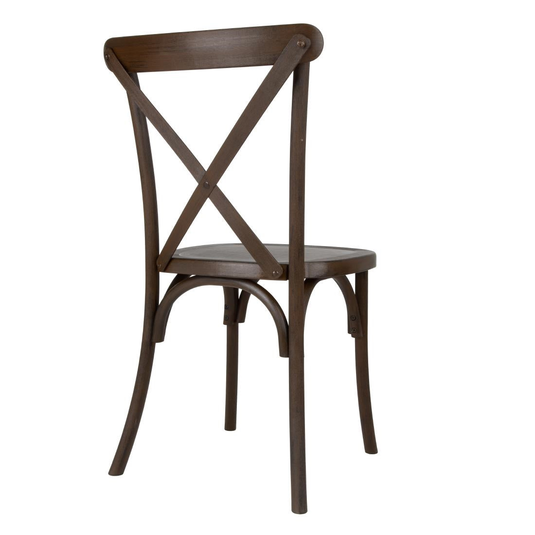 Chaises en résine à dossier croisé Bolero Manhattan effet bois foncé (lot de 4) — HW281