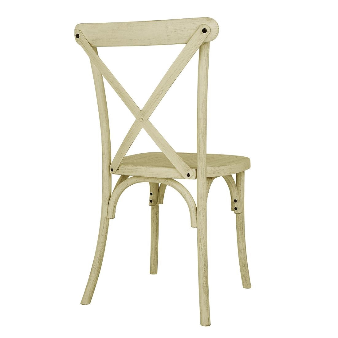 Chaises à dossier croisé en résine Bolero Manhattan effet bois naturel (lot de 4) — HW282