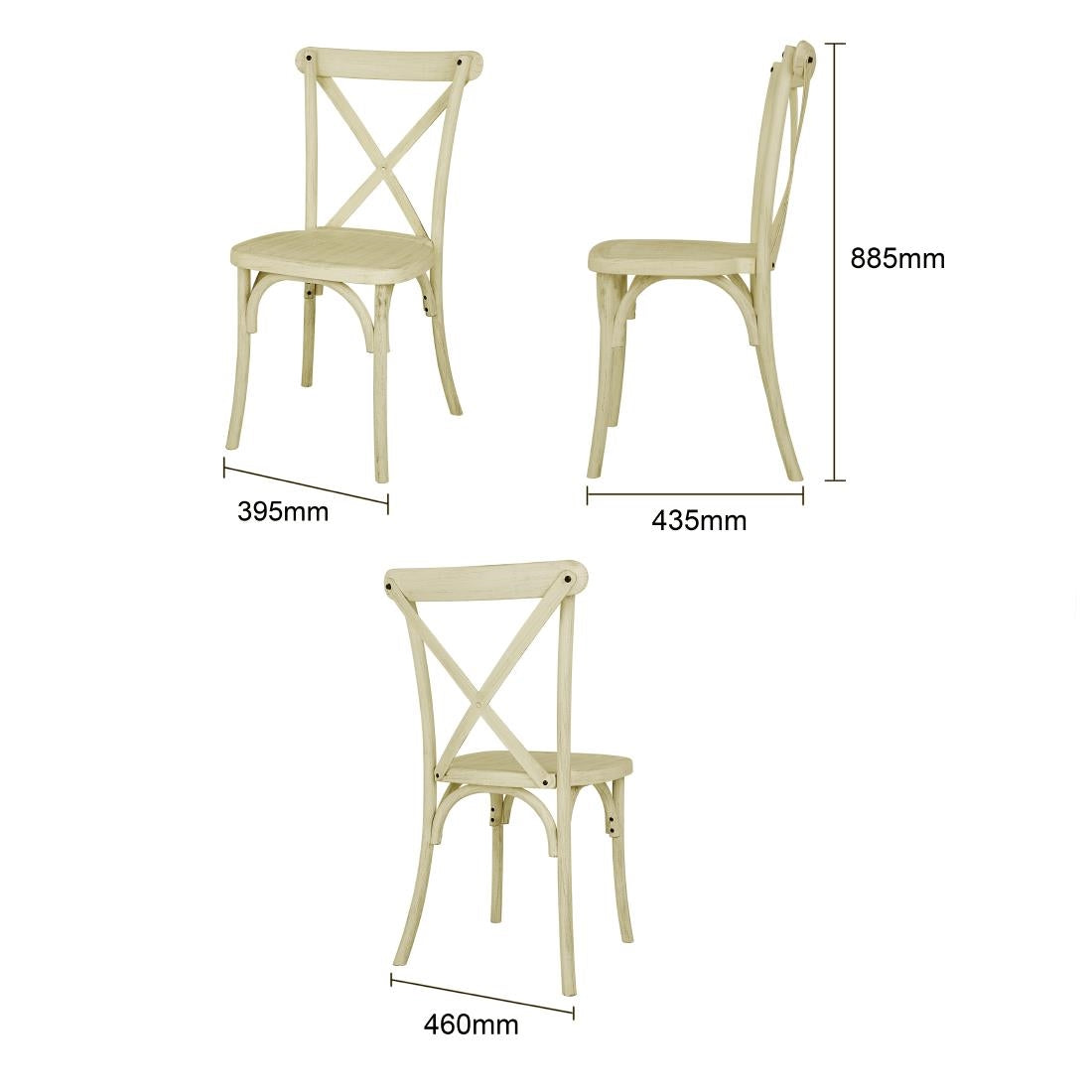 Chaises à dossier croisé en résine Bolero Manhattan effet bois naturel (lot de 4) — HW282