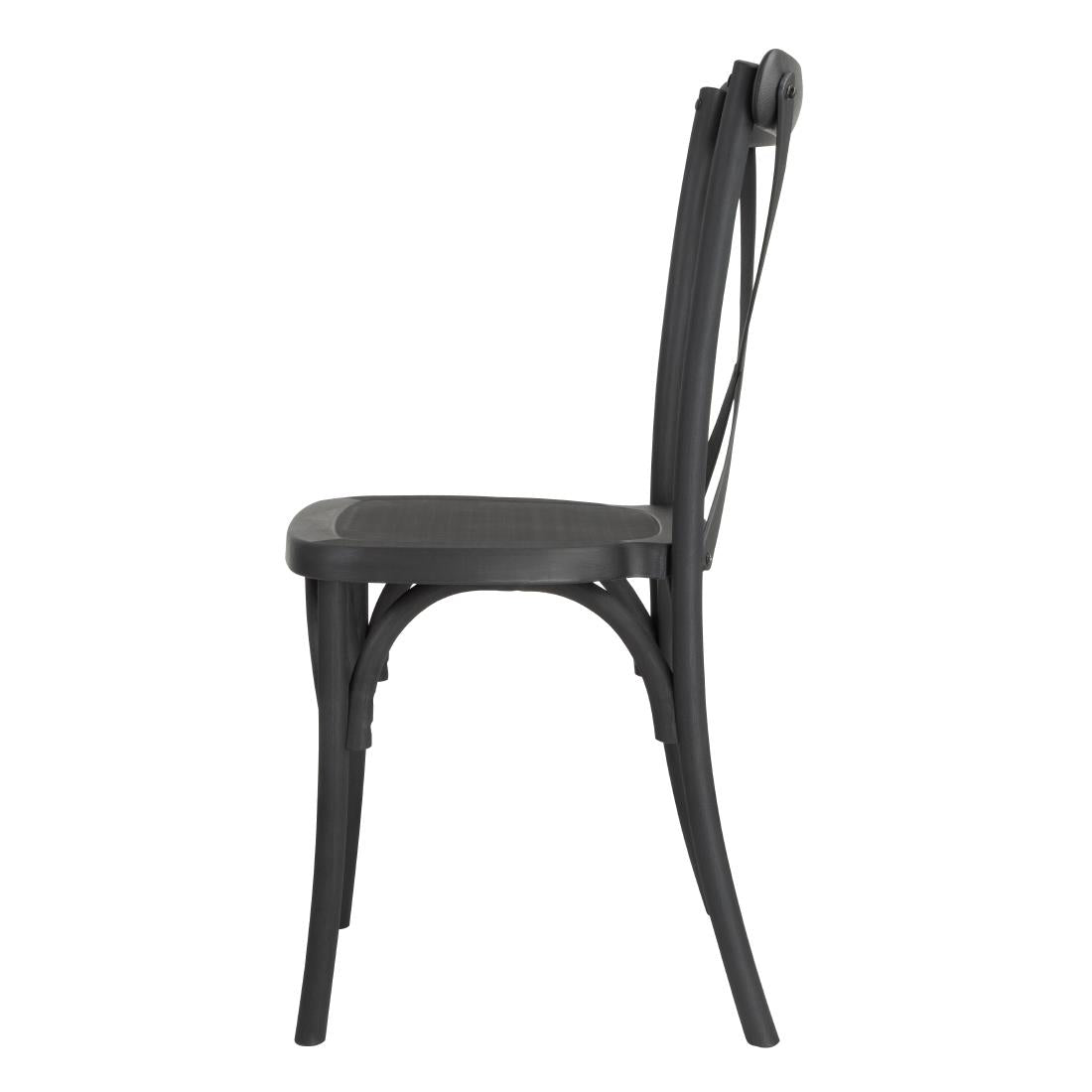 Chaises en résine à dossier croisé Manhattan Bolero noires (lot de 4) — HW283