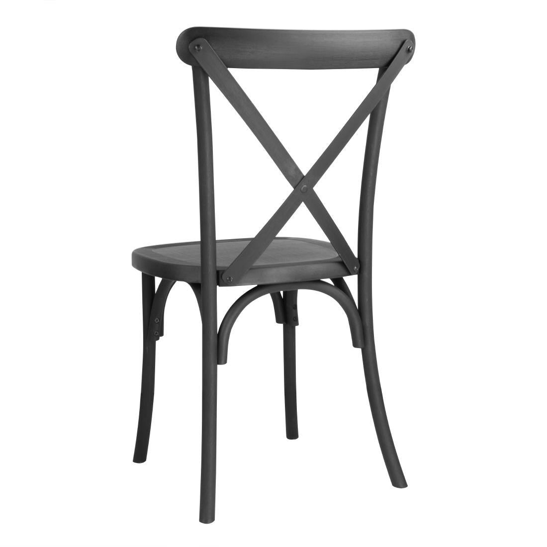 Chaises en résine à dossier croisé Manhattan Bolero noires (lot de 4) — HW283