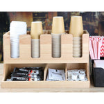 Organisateur de gobelets et condiments en bois d'hévéa Olympia 450x405x240mm — HX395