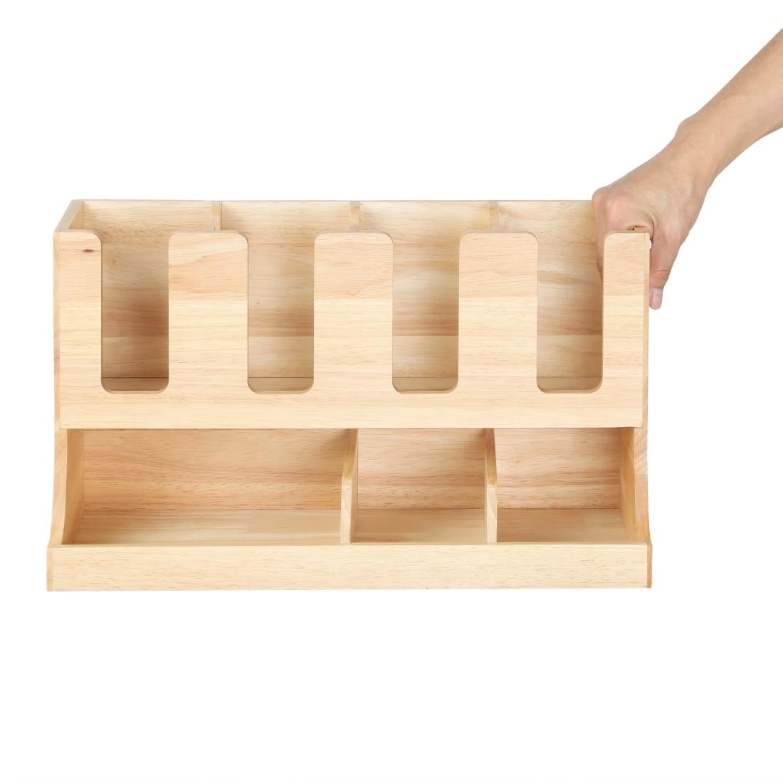 Organisateur de gobelets et condiments en bois d'hévéa Olympia 450x405x240mm — HX395