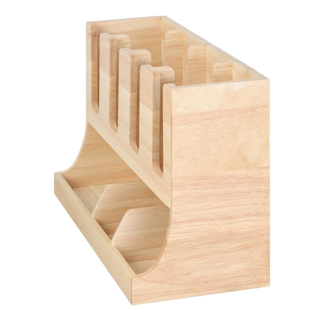 Organisateur de gobelets et condiments en bois d'hévéa Olympia 450x405x240mm — HX395