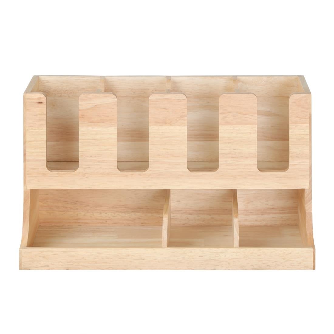 Organisateur de gobelets et condiments en bois d'hévéa Olympia 450x405x240mm — HX395