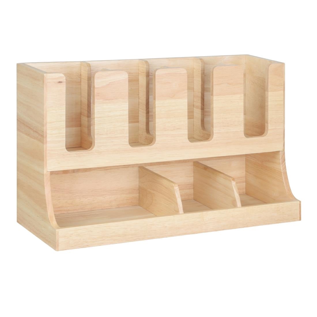 Organisateur de gobelets et condiments en bois d'hévéa Olympia 450x405x240mm — HX395