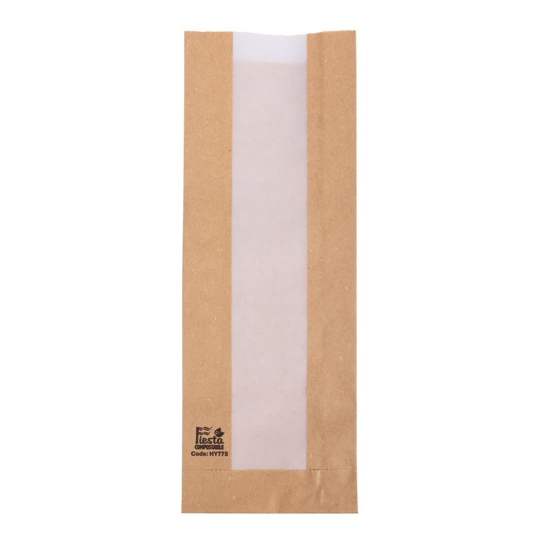 Sachets baguette avec fenêtre en papier cristal Fiesta Compostable 300x100x60mm (lot de 1000) — HY775