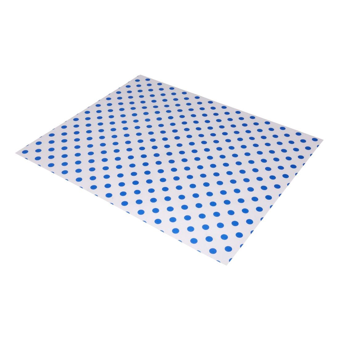 Papier d'emballage burger Fiesta Compostable points bleus 250x300 (lot de 200) — HY783