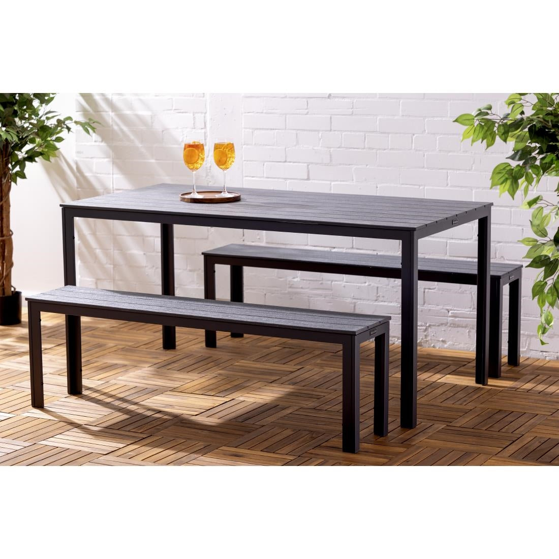 Bancs à lattes Bolero Valletta gris (lot de 2) — HZ024