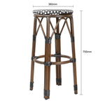 Tabourets de bar en rotin PE style parisien Bolero bois foncé noirs (lot de 2) — HZ146