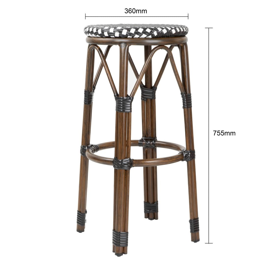 Tabourets de bar en rotin PE style parisien Bolero bois foncé noirs (lot de 2) — HZ146