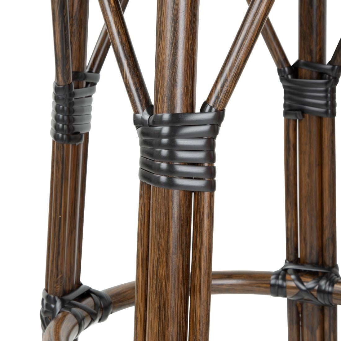 Tabourets de bar en rotin PE style parisien Bolero bois foncé noirs (lot de 2) — HZ146