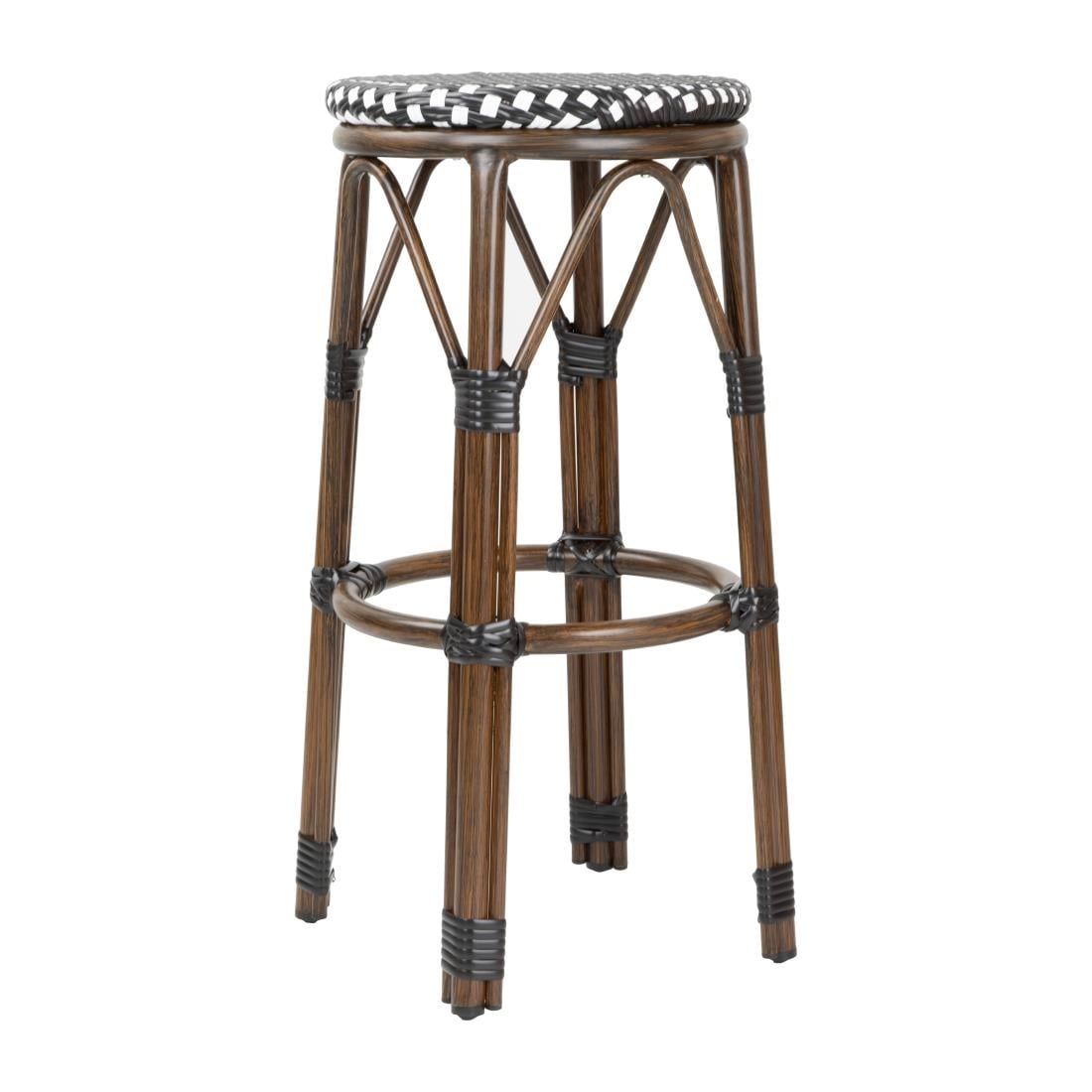 Tabourets de bar en rotin PE style parisien Bolero bois foncé noirs (lot de 2) — HZ146