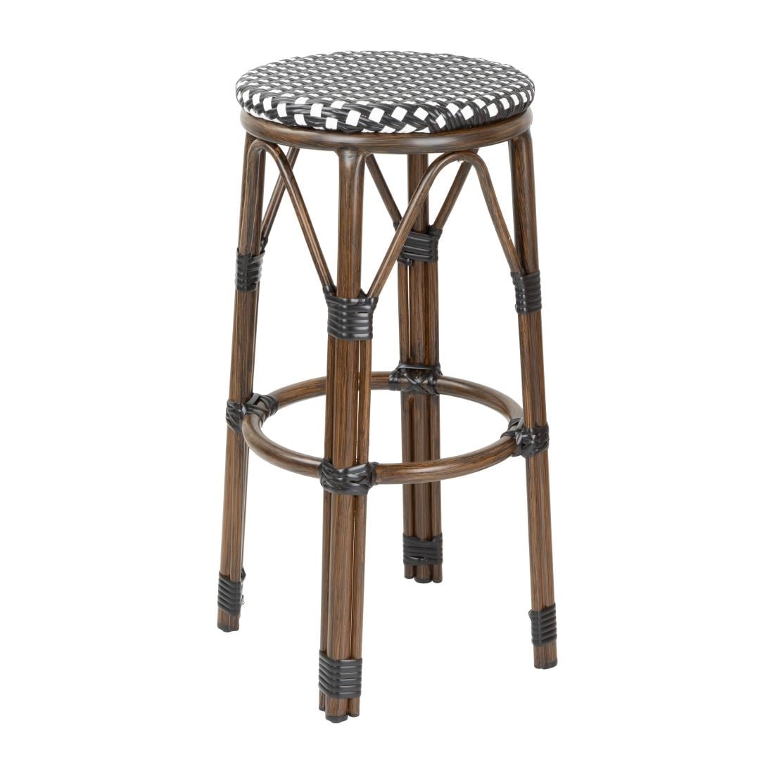 Tabourets de bar en rotin PE style parisien Bolero bois foncé noirs (lot de 2) — HZ146