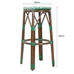 Tabourets de bar Parisian Style PE Rattan Bolero bois foncé verts (lot de 2) — HZ147