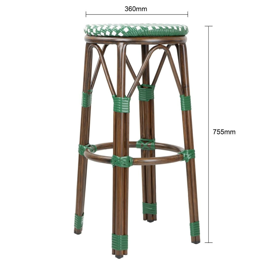 Tabourets de bar Parisian Style PE Rattan Bolero bois foncé verts (lot de 2) — HZ147