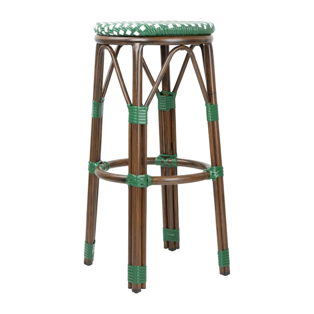 Tabourets de bar Parisian Style PE Rattan Bolero bois foncé verts (lot de 2) — HZ147