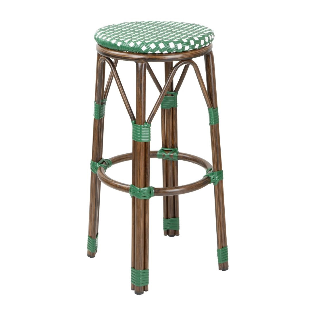 Tabourets de bar Parisian Style PE Rattan Bolero bois foncé verts (lot de 2) — HZ147